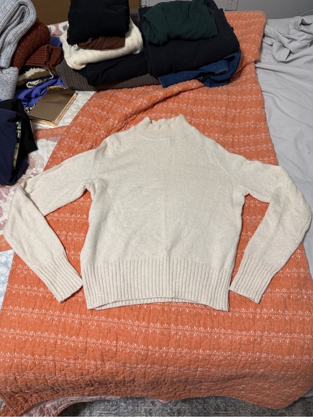 American Eagle Outfitters Cream Mock Neck Sweater